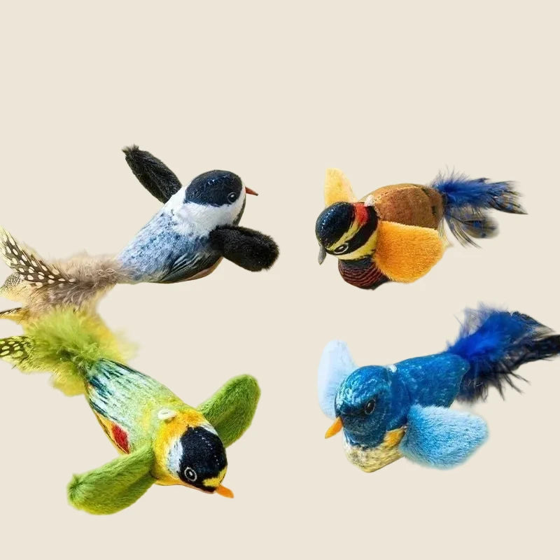 Indoor Interactive Birds Toy for Cat Chasing Teasing Toy Sounding Catnip Cat Teaser Toy Self-hilarity Wall Hanging Birds Cat Toy - Félismart