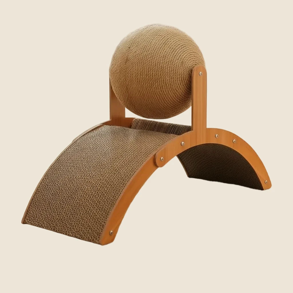 Cat Grabbing Board Wooden Cat Climbing Frame Vertical Scratch Resistant Cat Toy Rotating Sisal Rope Cat Grabbing Ball Cat Tower - Mur&Moi