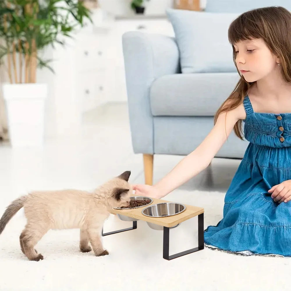 Gamelle double surélevée inox | Felismart - Mur&Moi