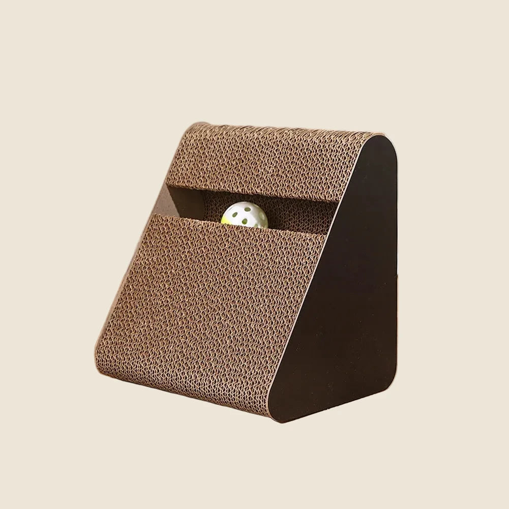 2 In 1 Cat Scratcher Cardboard Triangles Shaped With Spinnings Balls Sturdy Anti-Scratch Relieves Cat Stress Toy For Pet Use - Félismart