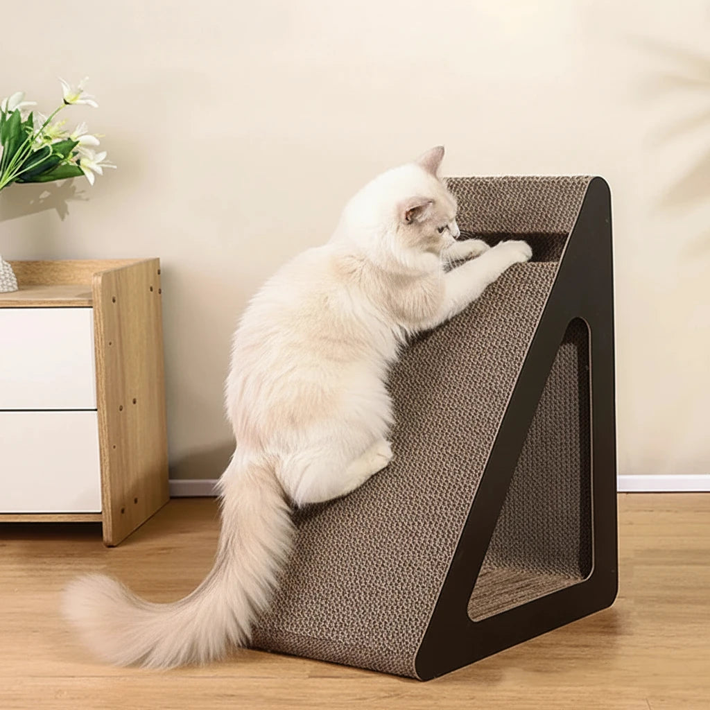 2 In 1 Cat Scratcher Cardboard Triangles Shaped With Spinnings Balls Sturdy Anti-Scratch Relieves Cat Stress Toy For Pet Use - Félismart