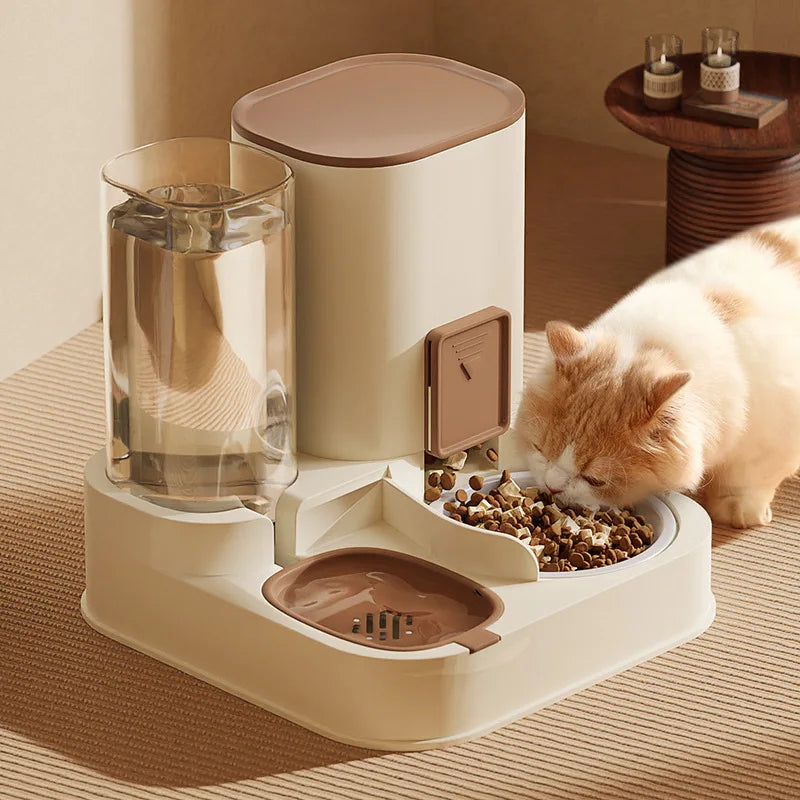 P All-in-one Food And Water Feeding Machine Feeding Dispenser Exquisite Cat Dog Bowl Drinking Fountain Pet Feeder Water Supply - Mur&Moi