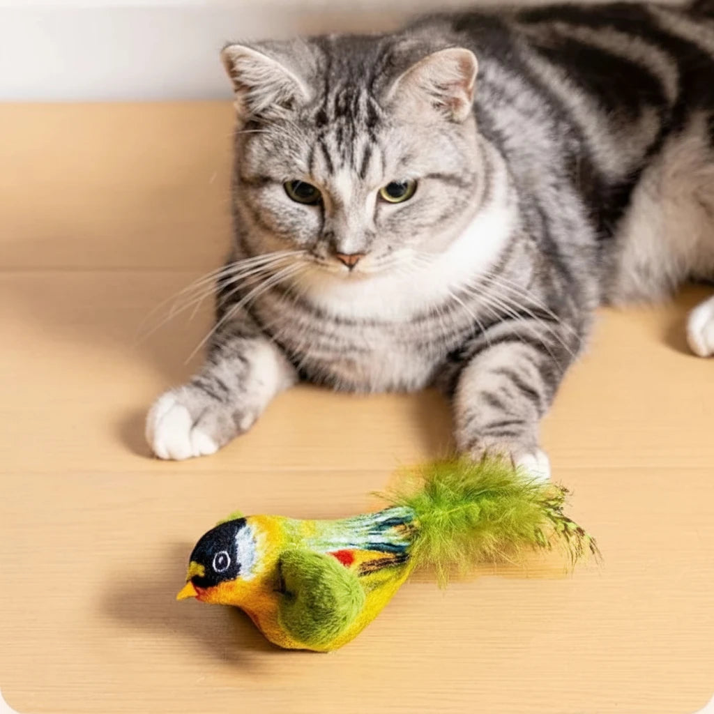 Indoor Interactive Birds Toy for Cat Chasing Teasing Toy Sounding Catnip Cat Teaser Toy Self-hilarity Wall Hanging Birds Cat Toy - Mur&Moi