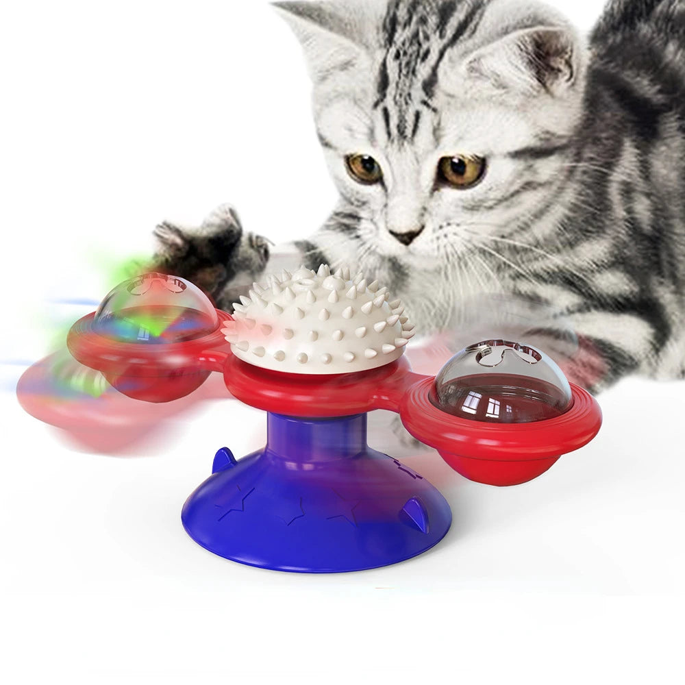 Windmill Cat Toy Interactive Pet Toys for Cats Puzzle Cat Game Toy With Whirligig Turntable for Kitten Brush Teeth Pet Supplies - Mur&Moi