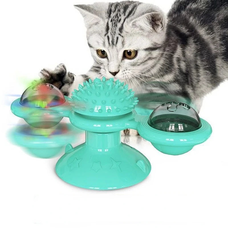 Windmill Cat Toy Interactive Pet Toys for Cats Puzzle Cat Game Toy With Whirligig Turntable for Kitten Brush Teeth Pet Supplies - Mur&Moi
