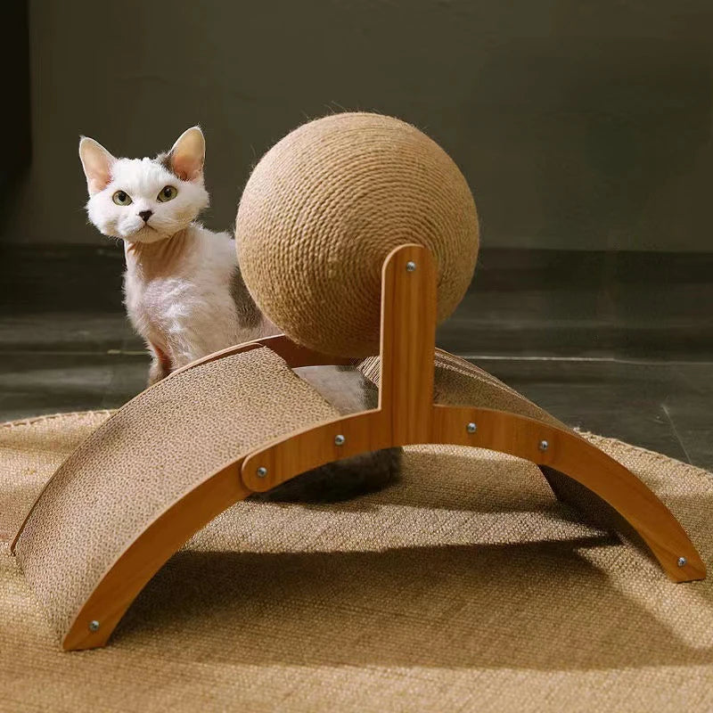 Cat Grabbing Board Wooden Cat Climbing Frame Vertical Scratch Resistant Cat Toy Rotating Sisal Rope Cat Grabbing Ball Cat Tower - Mur&Moi