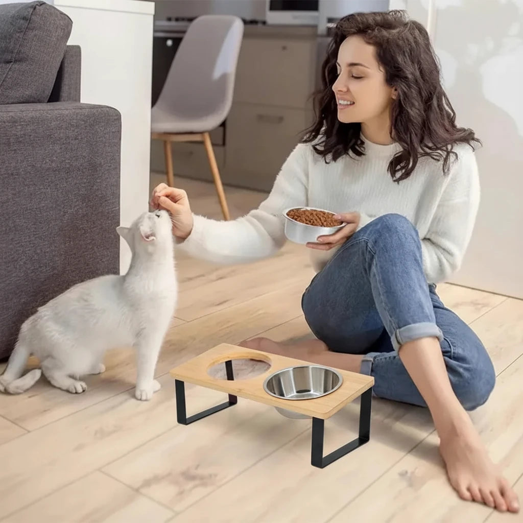 Gamelle double surélevée inox | Felismart - Mur&Moi